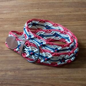 Patriotic Woven Hemp Belt Red White Blue